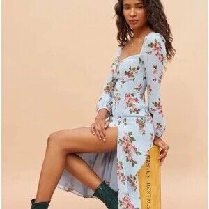 Reformation Shelby Floral Midi Dress Giulia Blue NWT Size 2